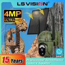 LS VISION 4MP 4G Telecamera di sicurezza solare Wireless WiFi esterno Rilevazione di persone/animali Conversazione bidirezionale IP66 Telecamera impermeabile per animali selvatici