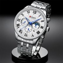 CURREN Casual Business Edelstahl-Armbanduhr für Herren, Chronograph, römisches Ziffernblatt, Herren-Armbanduhr
