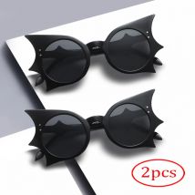 2 Stück Fledermausförmige Sonnenbrille mit großem Rahmen, innovative UV400-Farbe, Gothic-Sonnenbrille für Männer und Frauen