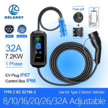 Kolanky ev ladegerät typ2 32a 7kw evse wi-fi tuya app steuerung aktuelle smart timer set aufladen phev elektro fahrzeug auto