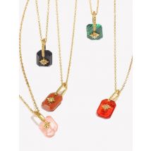 E.B.belle Colorful Octagonal Star Pendant Necklace Transparent Acrylic 18k Gold Plated Stainless Steel Hypoallergenic Jewelry