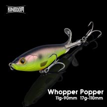 KINGDOM Topwater Angelköder, 11 g, 17 g, schwimmende künstliche harte Köder, Plopper-Propeller, weicher rotierender Schwanz, Seebarsch-Angelköder