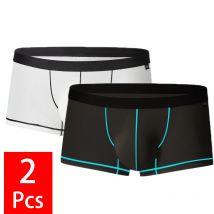 2 Stück/Set Herren Boxershorts Eisseide Unterwäsche Dünne Sexy Männer-Unterhosen Atmungsaktive Große U-Form-Tasche Herren-Slips Boxershorts