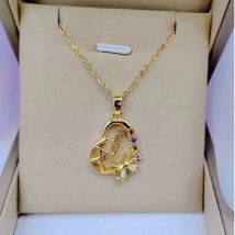 Mehrfarbige Kristall-Herz-Mama-Buchstaben-Anhänger-Halskette für Frauen, Mutter, Schmetterlings-Halsband, Edelstahl-Schmuck, Muttertagsgeschenk
