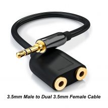 3,5-mm-Audio-Splitter-Verlängerungskabel, Stereo-Y-Splitter, Hi-Fi-Sound, Kopfhörer-Konverter, 3,5-mm-Stecker auf 2-Buchse, 3,5-mm-Buchse