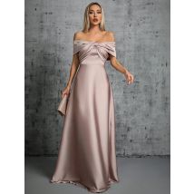 Mgiacy Line neck irregular cross pleated satin gown ball dress Party dress bridesmaid dress