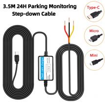 3,5 m 24H Parküberwachung Auto DVR Rekord Hardwire Kit für Low Vol Protection Mini/Micro/Typ-C Port 12V-24V in 5V2,5A Ladegerät