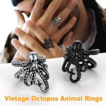 Vintage-Stil, brandneuer Edelstahl-Krake-Ring für Männer und Frauen, Punk, cooles Tier, große Ringe, Unisex, Schmuck, Geschenke
