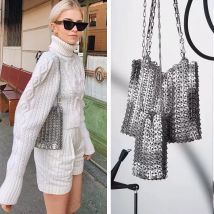 Luxus Frauen Taschen Designer Metall Pailletten Kette Gewebte Tasche Hohl Abend Taschen Kupplung Weibliche Reise Urlaub Schulter Tasche Handtasche