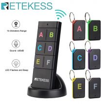 RETEKESS TH104 Kabelloser Schlüsselfinder, RF-Schlüssellocator, Haustier-Tracker, Geldbörsen-Tracker, Fernbedienung, 1 HF-Sender, 6 Empfänger