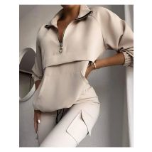 2025 Zweiteiliges Set Damen-Trainingsanzug, Festival-Kleidung, Herbst-Winter-Top + Hose, Trainingsanzüge, Reißverschluss, 2-teilige Outfits, passende Sets