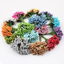 144Heads Sztuczny Kwiat Małe Jagody Pręcik Drut Łodyga / Liście Wianek Ślub Scrapbooking Pudełko Dekoracja Rzemiosło