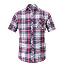 Herren-Kurzarmhemd, Sommer, kariert, Jugend, Freizeit, Design, weiches Hemd mit Knöpfen und Vordertasche für formelle Sozialen, S-4XL