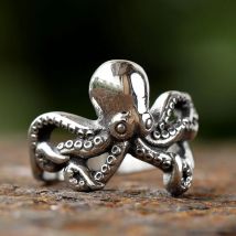 Neue 316l Edelstahl Vintage coole Oktopus Ring mit Mustern Gothic für Männer Frauen Punk Motorrad Schmuck Party Geschenk
