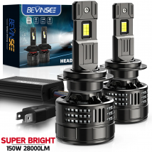 BEVINSEE V55 H7 H4 H11 LED Headlight Bulbs 28000LM 150W 9005 HB3 9006 HB4 9012 HIR2 LED Fog Lights CANbus Super Bright Turbo 12V