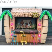 2024 Neuer Tropic aufblasbarer Tiki-Bar mit Original-Insander-Hintergrund, Bambuszaun und Kokosnussbaum für den Urlaub im Angebot