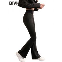 BIVIGAOS Frauen Shark Ausgestellte Hosen Schwarz Elastische Dünne Hohe Taille Sexy Hufeisen Hosen Micro Casual Mode Ausgestellte Leggings
