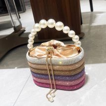 Griff mit Strasssteinen, Abend-Clutch, Geldbörsen und Handtasche, luxuriöse Designer-Umhängetasche, glänzende Kristall-Clutch, Geldbörse, Beuteltasche