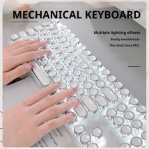 Tastiera da gioco meccanica per macchina da scrivere EWEADN TK100 Punk, 104 tasti con tastiere cablate USB retroilluminate a LED, per PC portatile Windows