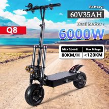 Patinetes eléctricos Q8 para adultos, 6000W, Motor Dual, 60V35Ah, amortiguador hidráulico, patinete eléctrico de 11 pulgadas, neumáticos todoterreno, montañas, EScooters