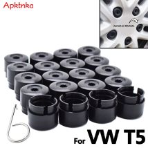 Apktnka 20 Stück Radmutter-Schraubenkopfabdeckungen, 19 mm, Schwarz + Werkzeug für VW Transporter T5 T6 2003 2004 2005 2006 2007 2008–2020 Auto