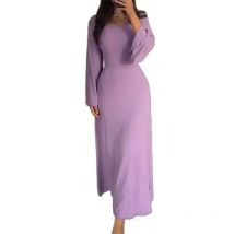 2024 mode Elegante Dünne Kleider Frauen Zurück Spitze-up Kleid Einfarbig Gestrickte Pit Streifen Kleid Herbst Langarm weibliche Kleid