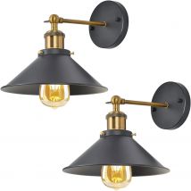 Apliques de pared vintage de 2 piezas E27 Lámpara de pared industrial con 180 °   Lámpara de techo interior con rotación para pasillo de cocina (sin bombillas)