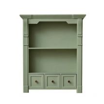 Vintage French Wall Cabinet, Mint Green Wood Display Shelf with 3 Drawers, Decorative Storage Unit, 48cm x 64cm x 15.5cm