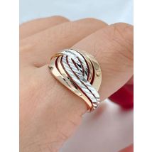 Kinel Hot Fashion Ethnic Bride Glossy Rings for Women Unusual Creative Hollow Rhombus 585 Rose Gold Color Daily Vintage Jewelry