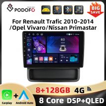 Podofo 10.1'' 8-rdzeniowy odtwarzacz samochodowy do Renault Trafic 2010-2014/ Opel Vivaro/ Nissan Primastar Carplay Android Auto Qualcomm DSP RDS