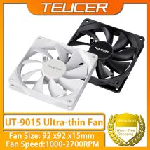 TEUCER UT-9015 Ventola PC sottile con cuscinetto idraulico 12V PWM 4 pin 1200-3000 giri/min per raffreddamento CPU, design ultrasottile