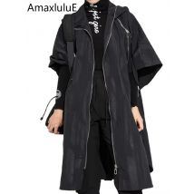 Amax luluE Gothic Lange Winter Damen Punk Windjacken Mode Vintage Casual Lange Kleidung Klassische Mit Kapuze Lose Übergroßen Graben