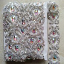 Heißer Verkauf 1yard Kristall AB Strass Kette Braut Schärpe Strass Trim Blume Applique Hochzeit DIY Zubehör LSRT102-1