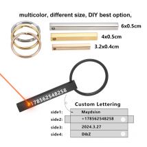 Portachiavi con bastone stereo in acciaio inossidabile Personalizza incidere il nome del testo Data Logo personalizzato Numero inciso Portachiavi a quattro lati da donna