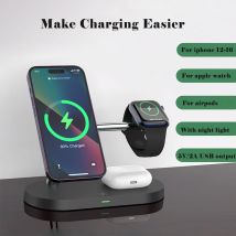 3-in-1 magnetische kabellose Ladegeräte Schnellladestation für iPhone 12 13 14 15 16 für Apple Watch 10 9 8 7 6 5 Airpods Pro