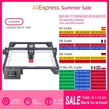 Grabador láser LONGER RAY5 de 10 W, punto láser de 0,06 x 0,06 mm, pantalla táctil, tallado sin conexión, chipset de 32 bits, área de trabajo 400 x 400 mm