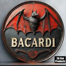 1 Stück 20,3 x 20,3 cm rundes Aluminiumschild mit 2D-Flachbacardi-Logo – dekoratives Metallschild für Bar, Küche, Zuhause, Büro, Urlaubsdekoration