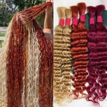 Nabi Boho Braids Human Hair Bulk 27# Deep Wave Hair Bundles 4/27# No Weft Curly Boho Braids Human Hair 350#for Boho Braiding