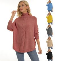 Pullover Pullover Herbst Winter Solide Strick Lose Oansatz Batwing Hülse Frauen Kleidung Langarm Casual Dicke Vintage-Mode