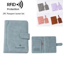 RFID-Reisepass-ID-Aufbewahrungstasche, dünn, leicht, mit magnetischer Schnalle, PU-Leder, Multifunktions-Geldbörse, Reisepassjacken-Set
