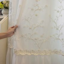 1 Stück elegante weiße Perlenspitze, doppellagig, durchscheinend, Schlafzimmervorhänge, romantischer europäischer Stil, transparent, für Wohnzimmer, Heimdekoration