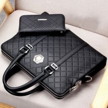 Herren Business Laptop Leder Handtasche Mann codiert Schloss Schulter Umhängetasche männliche Messenger Anti-Diebstahl-Aktentasche für 14 "MacBook