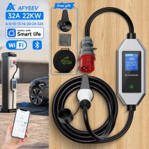 AFYEEV 22KW 32A 3Phase Type2 Caricatore EV portatile Wi-Fi APP Controllo EVSE Stazione di ricarica per caricabatteria per auto elettrica