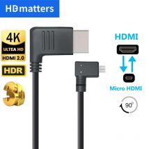 Angled Micro HDMI Cable 4K 60Hz HDMI to Micro HDMI Bi-directional Cable with double Angled Plug HDMI 2.0 Micro HDMI Cable
