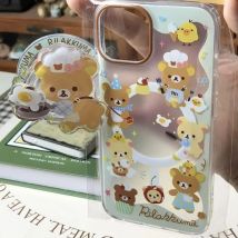 Magnetic painted rice cooking easy bear phone case with magnetic bear holder For iPhone 11 12 13 14 15 16 pro max
