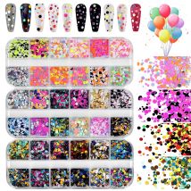 106 Farbe Nagel Pailletten 12 Gitter Box Nail Art Flake Nagel Glitter Paille tte gemischt runde dünne Punkt Glitter 3D Nail Art Aufkleber