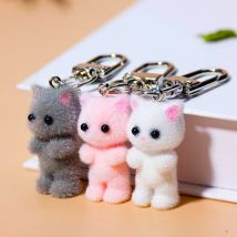 Niedlicher beflockter Katzen-Schlüsselanhänger, 3D-Liebe, Telefon-Anhänger, Kopfhörer-Anhänger, Tasche, Dekor, Auto-Schlüsselanhänger, Schmuck, Geschenk