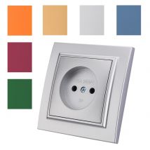 Silberne Stecker, Steckdosenfarbe, Kunststoff, 250 V, EU-Standard-Steckdosen, flammhemmend, nicht geschliffen, Wand, eingebettete AC-Steckdosen