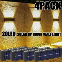 Solarne lampy ścienne na zewnątrz Ciepłe/białe słoneczne lampy ścienne na ganek Oświetlenie w górę i w dół do ogrodu Ulica Krajobraz Balkon Patio