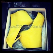 Gelbe Wildleder Seltsame Stil High Heel Pumps Plattform Knöchel Schnalle Sexy Party Frauen Schuhe 2025, Frühling Zapatos Para Mujere